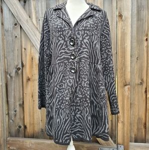 Floral/animal print lightweight sweater/coat sz 1X